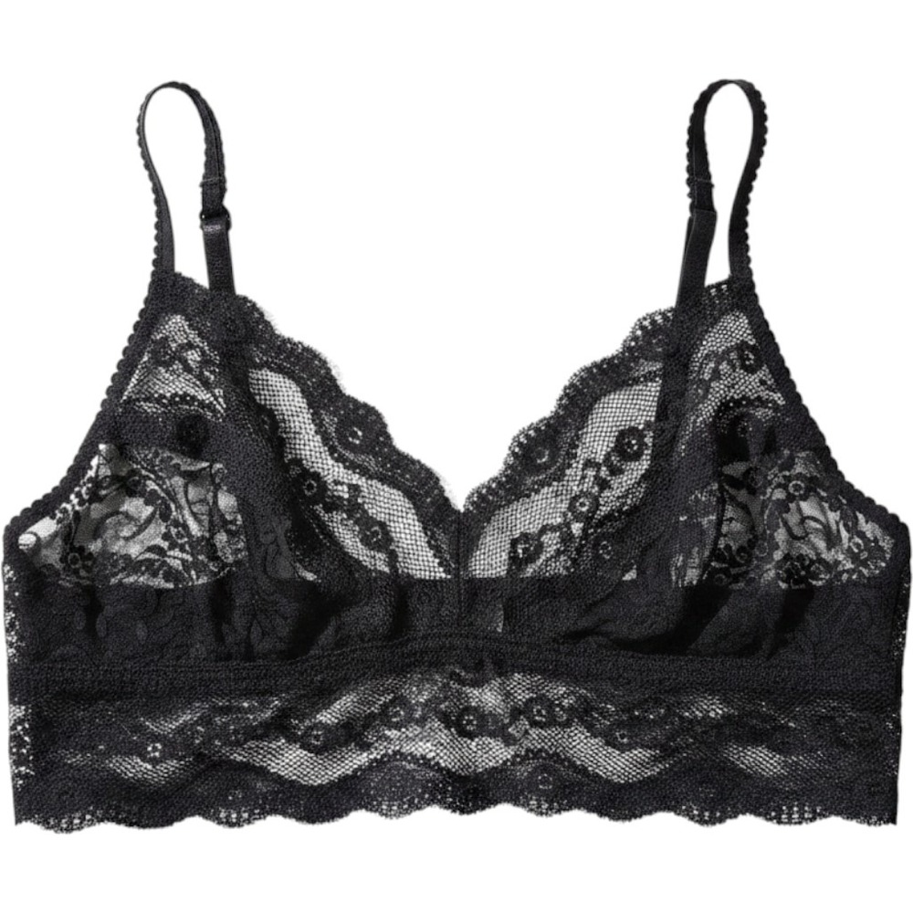 B.Tempt'd  Black Lace Bralette Longline Triangle Bra Large 910182